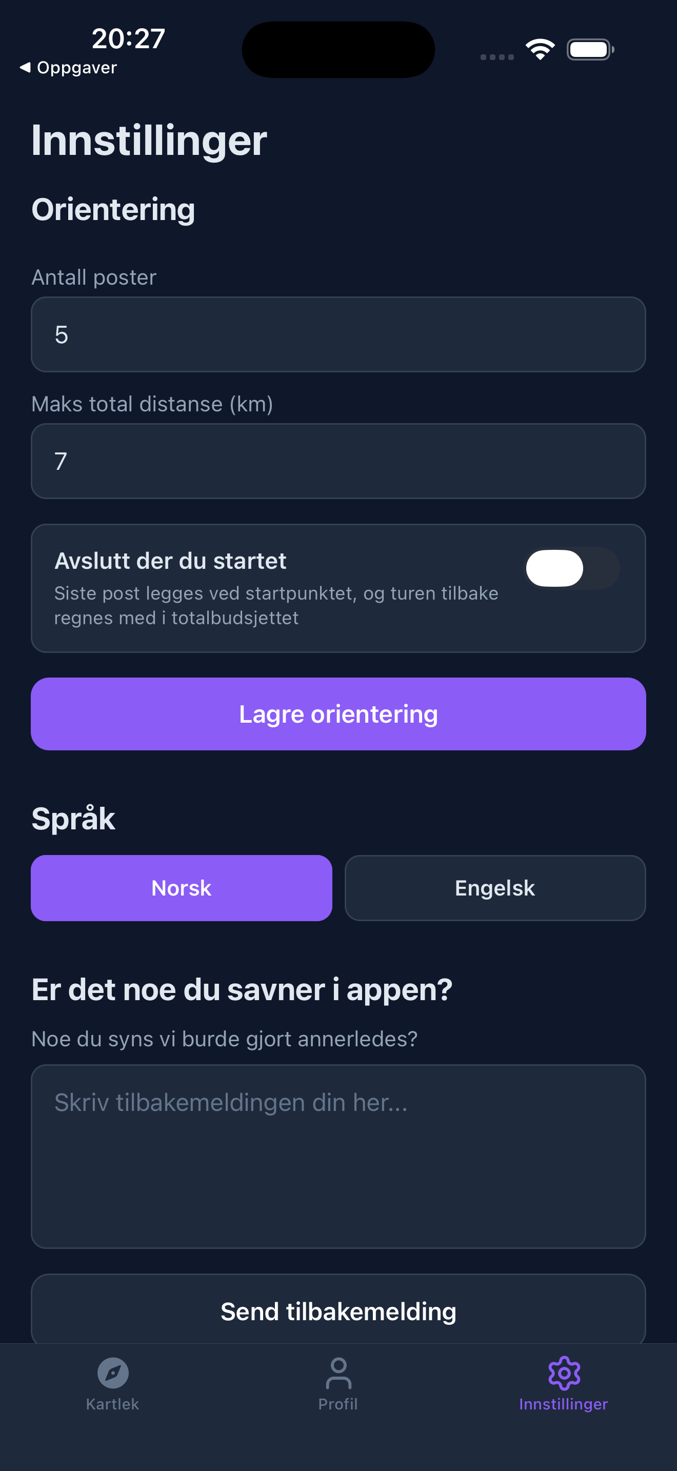 Innstillinger for data og varsler