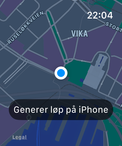 Apple Watch — aktiv økt med retning til neste post