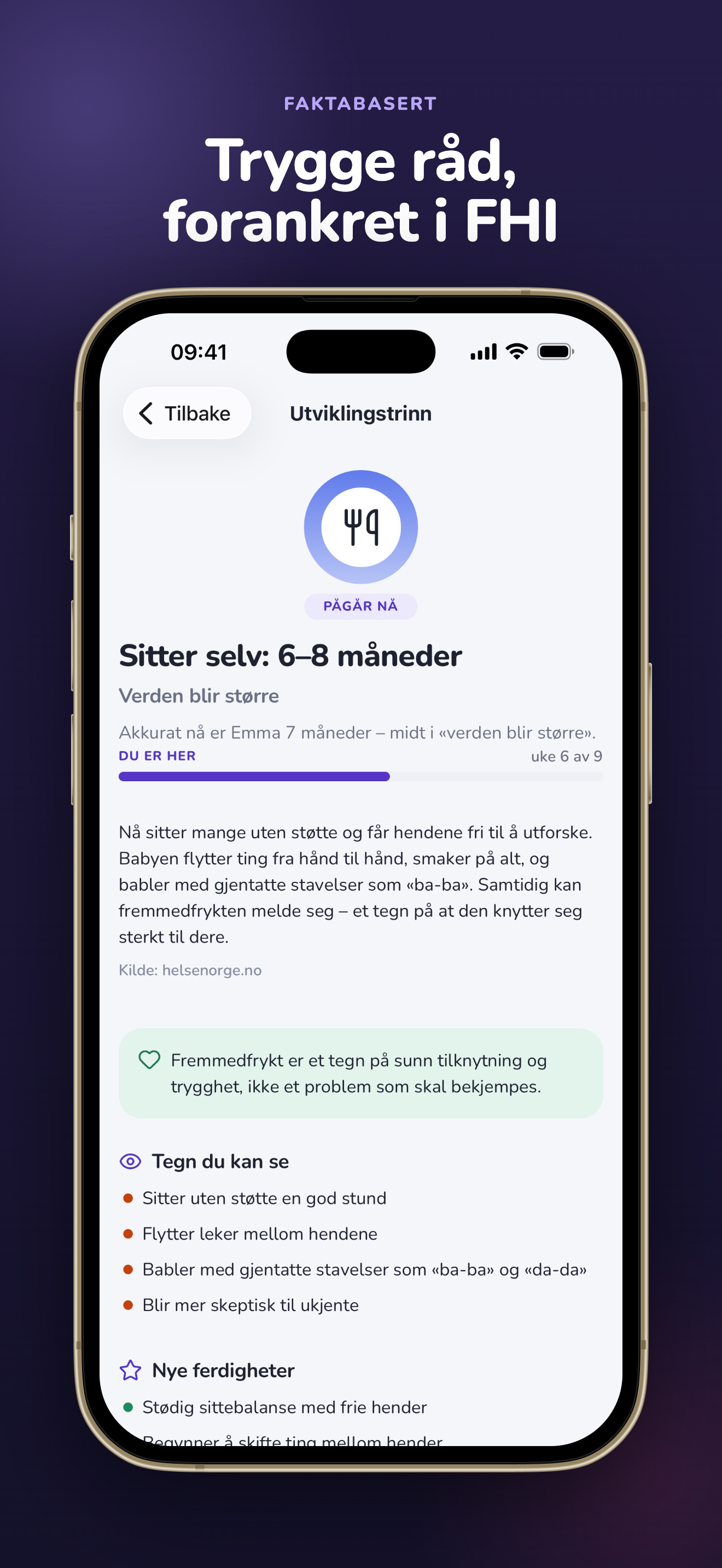 Trinndetaljer med ferdigheter og faktabaserte råd